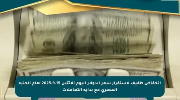 انخفاض طفيف لاستقرار سعر الدولار اليوم الاثنين 15-9-2025 أمام الجنيه المصري مع بداية التعاملات